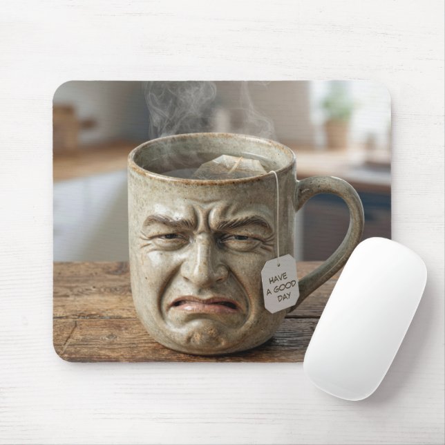 Mousepad Cara de Caneca Engraçada com Sachê de Chá e Texto (Com mouse)