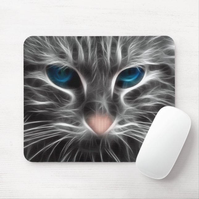 Mousepad Cara de Gato Azul Incrível (Com mouse)