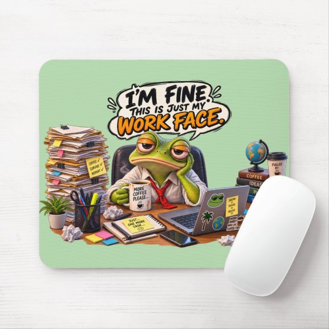 Mousepad Cara de Trabalho de Sapo Engraçado - Deco (Com mouse)
