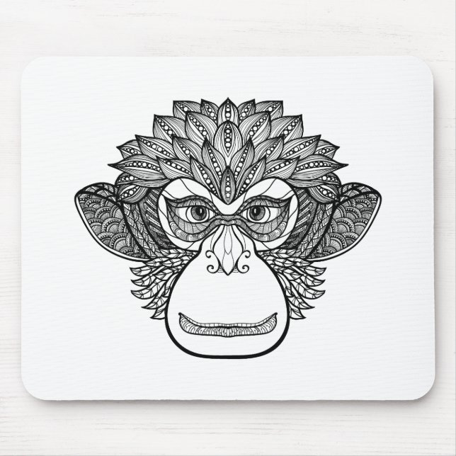 Mousepad Cara do Doodle do macaco (Frente)