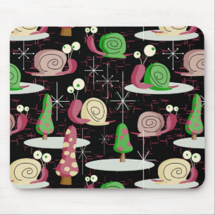 Mousepad Caracóis do Natal - Retro do século Médio —