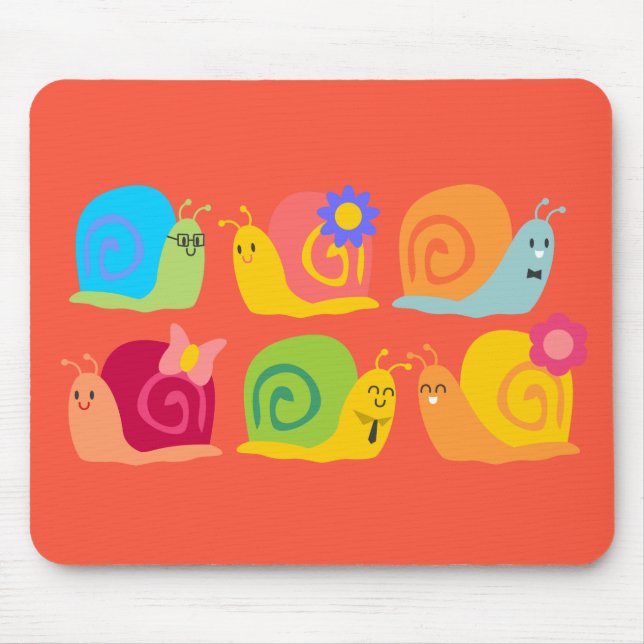 Mousepad Caracóis felizes e bonitos (Frente)