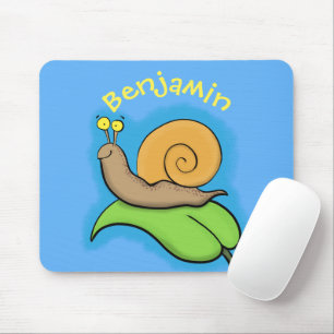 Mousepad Caracol bonito e feliz numa ilustração de desenh