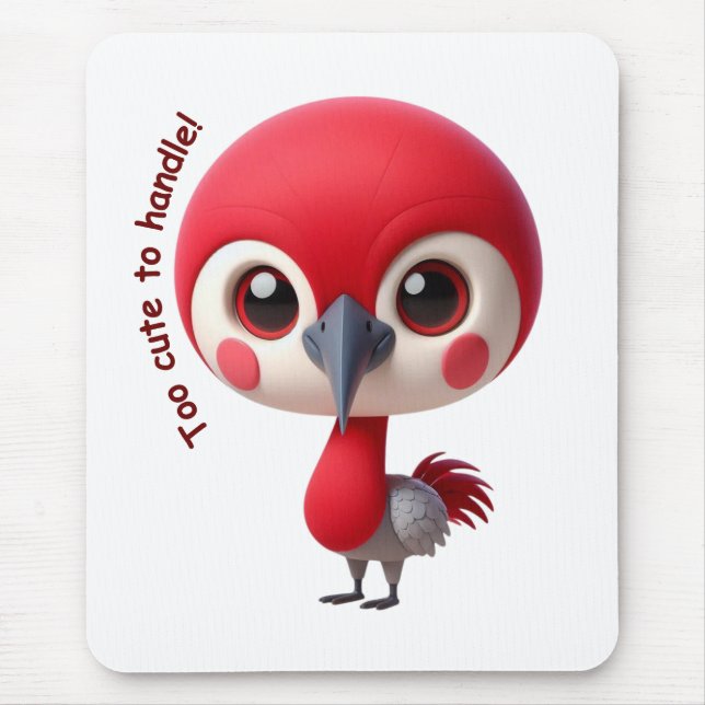 Mousepad Caractere Adorável de Pássaro Vermelho (Frente)