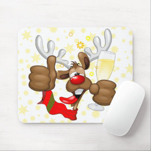 Mousepad Caráter de Natal Engraçado do Bebado Reindeer