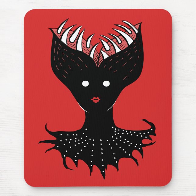 Mousepad Caráter Gótico Escuro Da Menina Demônio Com Dentes (Frente)