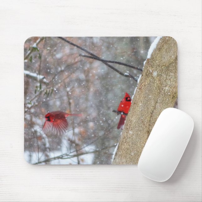 Mousepad Cardeais na neve (Com mouse)