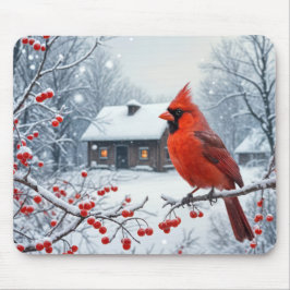 Mousepad Cardeal Vermelho De Inverno No Berry Branch