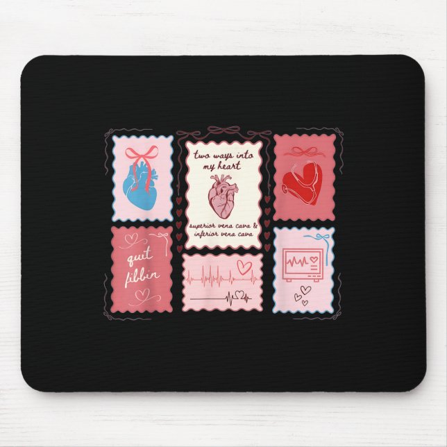 Mousepad Cardiac Nurse Scalloped Stamp Heart Anatomy Coquet (Frente)