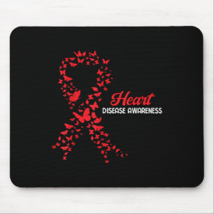 Mousepad Cardíaca Sensibilização Borboleta Vermelha Coração