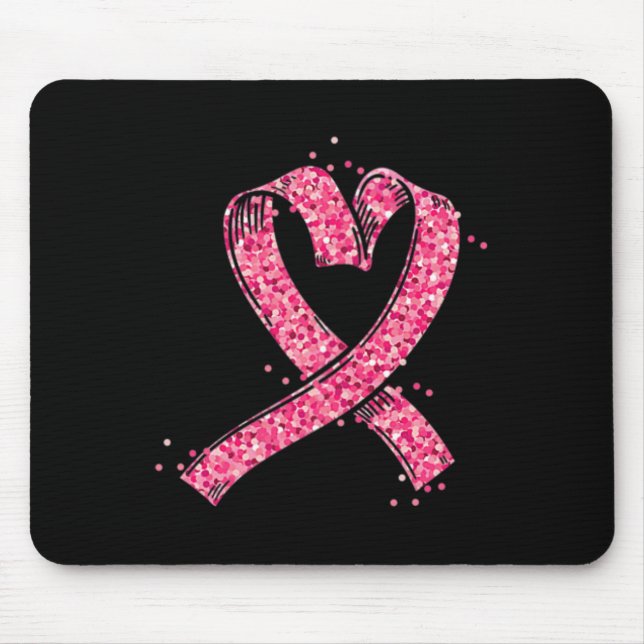 Mousepad Cardíaco Rosa Fita Fita de Sensibilização do Cance (Frente)