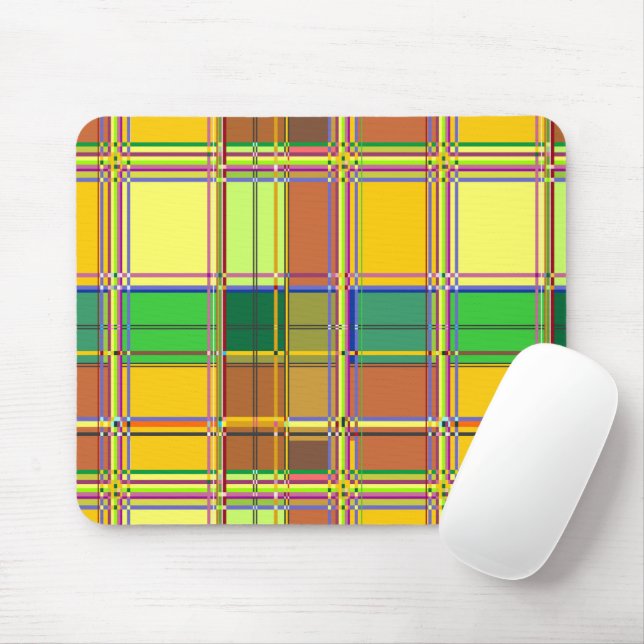 Mousepad Caribbean Colorful Fabric Madras Tartan (Com mouse)