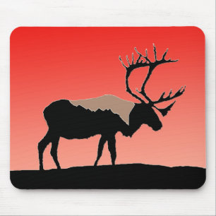 Mousepad Caribou no Sunset - Arte Original da Vida Selvagem