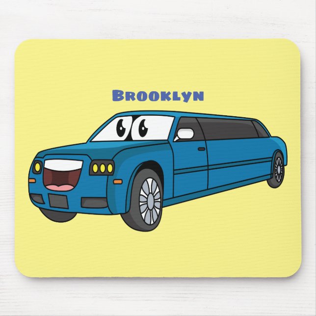 Mousepad Caricatura azul-limusine e feliz (Frente)