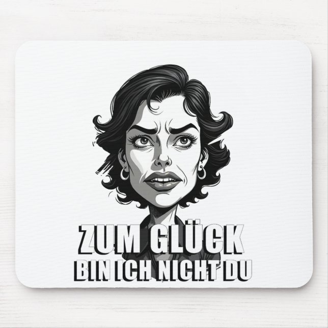 Mousepad Caricatura com citação 'Felizmente…' (Frente)