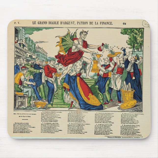 Mousepad Caricatura do demónio do dinheiro, 1860 (Frente)