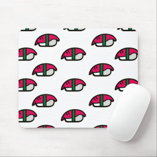 Mousepad Caricatura Kawaii Sushi, Arroz de Peixe e Algas
