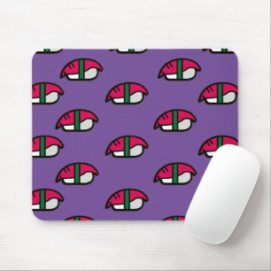Mousepad Caricatura Kawaii Sushi, Arroz de Peixe e Algas