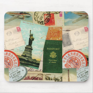 Mousepad Carimbos-viagens vintage e postais