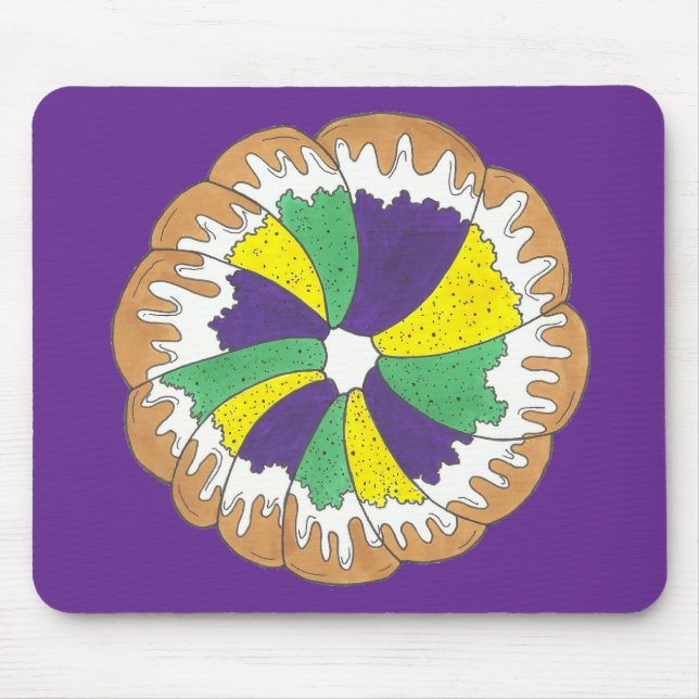Mousepad Carnaval do King Cake New Orleans NOLA Mardi Gras (Frente)