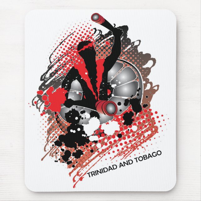 Mousepad Carnival Abstrato Panman em Vermelho Branco e Pret (Frente)