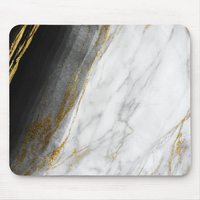 Mousepad Carrara Dourada de Cinza branca-preta (Frente)