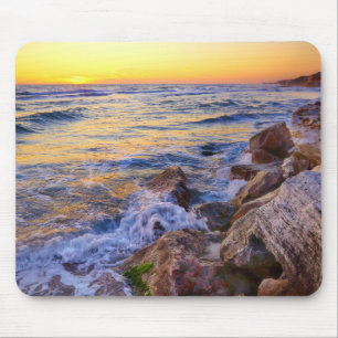 Mousepad Carregador de Mouse de Cena de Praia do Oceano