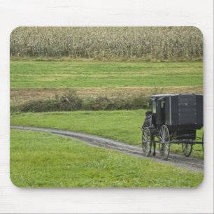 Mousepad Carrinho Amish em estrada rural, Nordeste de Ohio,