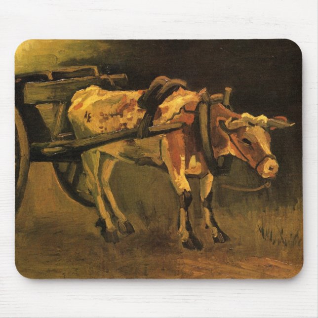 Mousepad Carrinho com Ox Vermelho e Branco por Vincent van  (Frente)