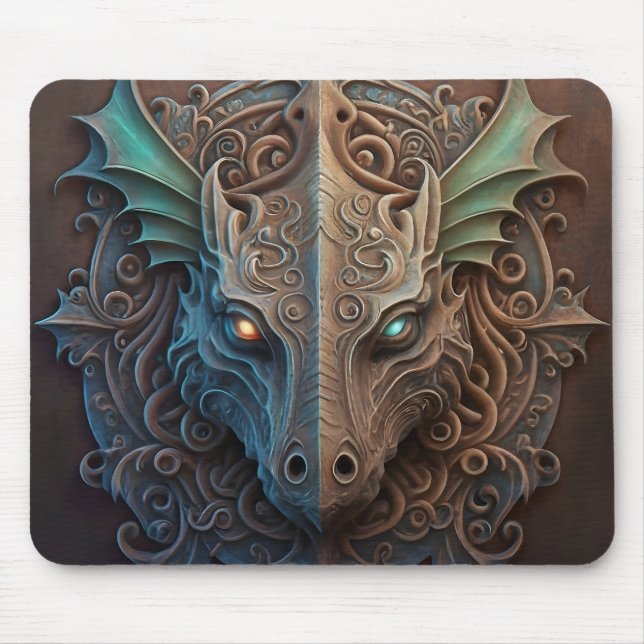 Mousepad Carrinho do Dragão Gargoyle da Pedra Medieval (Frente)