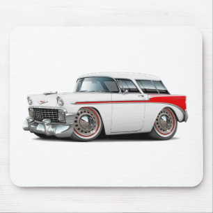 Mousepad Carro 1956 Branco-Vermelho do nómada