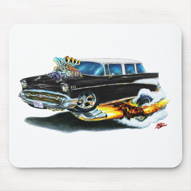 Mousepad Carro 1957 do preto do nómada de Chevy (Frente)