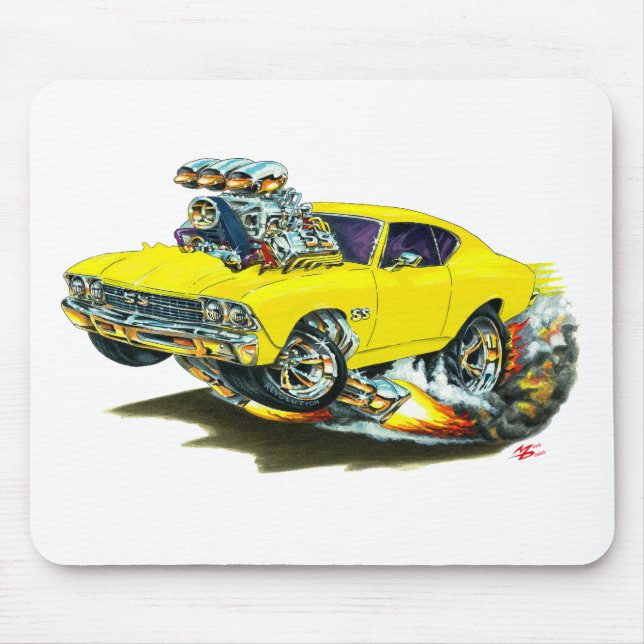 Mousepad Carro 1968-69 amarelo de Chevelle (Frente)