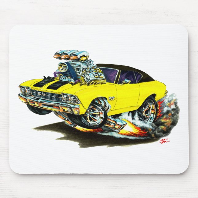 Mousepad Carro 1968-69 superior Amarelo-Preto de Chevelle (Frente)