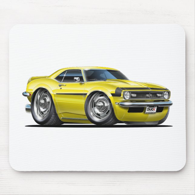 Mousepad Carro 1968 Amarelo-Preto de Camaro (Frente)
