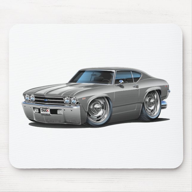Mousepad Carro 1969 Prata-Branco de Chevelle (Frente)