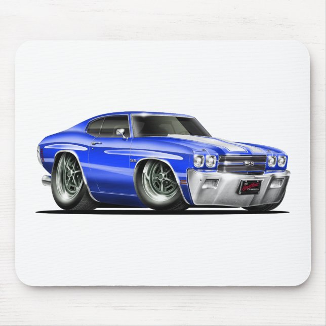 Mousepad Carro 1970 Azul-Branco de Chevelle (Frente)