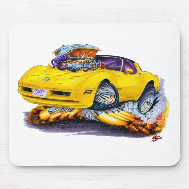 Mousepad Carro 1980-82 amarelo de Corveta (Frente)
