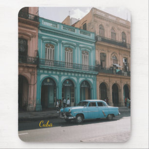 Mousepad Carro Clássico Turquesa Antigo Havana Cuba Colonia
