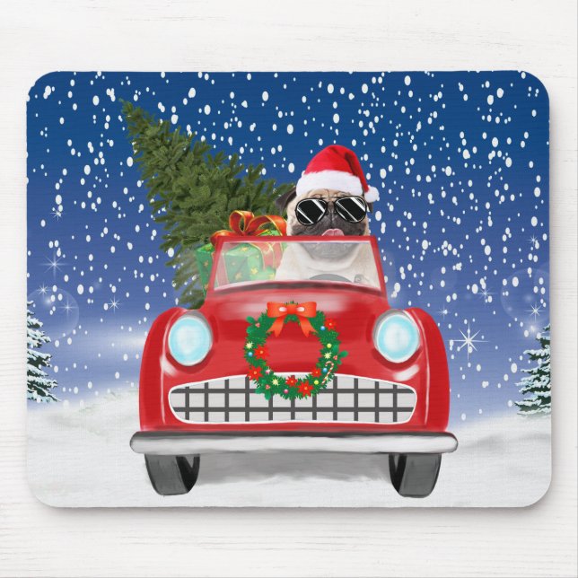Mousepad Carro Condutor De Cachorros No Natal Da Neve (Frente)