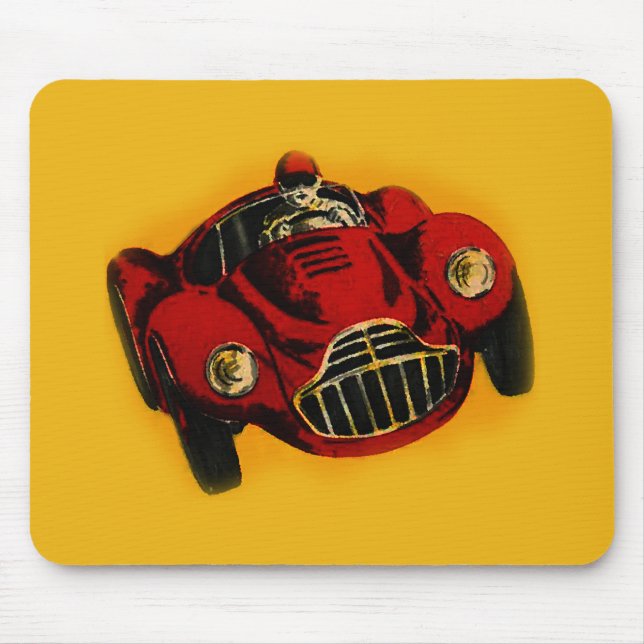 Mousepad Carro de Corrida Automática Antigo Amarelo Vermelh (Frente)