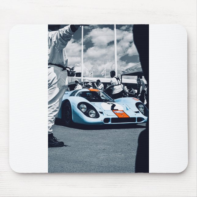Mousepad Carro de corrida azul e laranja (Frente)