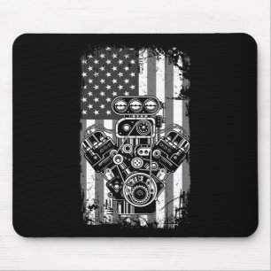 Mousepad Carro de Músculo Vintage Pistão Bandeira Americana