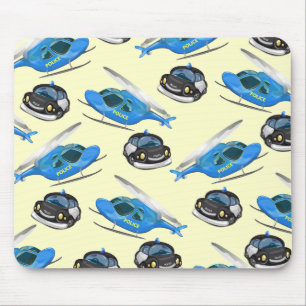 Mousepad Carro de Polícia e helicóptero