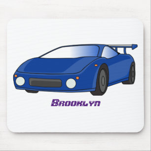 Mousepad Carro desportivo azul com ilustração de airfoil