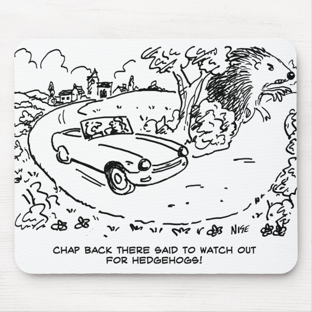 Mousepad Carro desportivo em campo com porco (Frente)