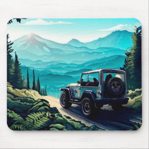 Mousepad Carro dirigindo no estilo de colheita da floresta