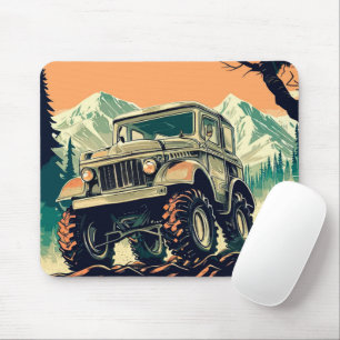 Mousepad Carro dirigindo no estilo de colheita da floresta