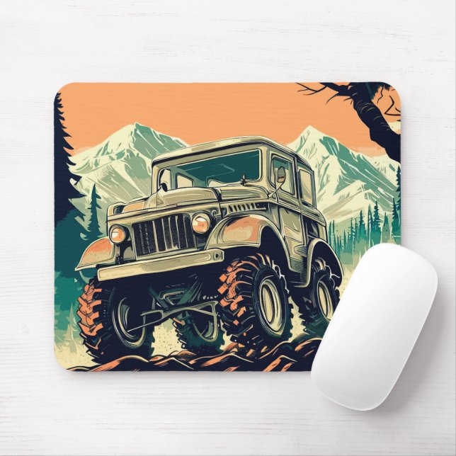 Mousepad Carro dirigindo no estilo de colheita da floresta (Com mouse)