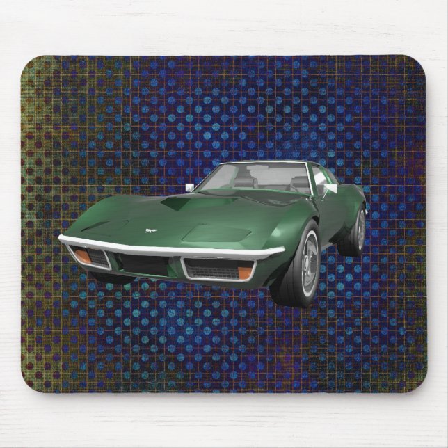 Mousepad Carro Esportivo Corvette 1970: Acabamento Verde: B (Frente)